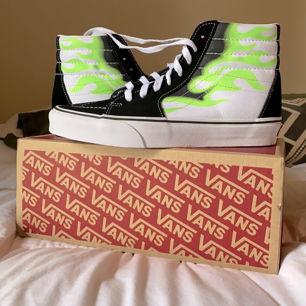 VANS sk8-hi green flame shoes